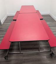 Load image into Gallery viewer, 12ft Cafeteria Lunch Table w/ Bench Seat, Red, Adult Size (RF)