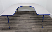 Load image into Gallery viewer, 60" x 66" Horse Shoe Activity Table, Adjustable Legs, Gray Top, Black Edge (RF)