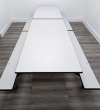 Load image into Gallery viewer, 12ft Cafeteria Lunch Table w/ Foldable Bench Seat, Dark Gray Top, Gray Bench, Adult Size (RF)