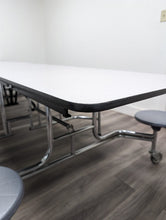 Load image into Gallery viewer, 12ft Cafeteria Lunch Table w/ Stool Seat, Gray Top, Gray Seat, Elementary Size (RF)
