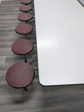 Load image into Gallery viewer, 12ft Cafeteria Lunch Table w/ 16 Stool Seat, Gray Top, Burgundy Seat, Elementary Size (RF)