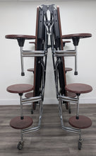 Load image into Gallery viewer, 10ft Cafeteria Lunch Table w/ 12 Stool Seat, Gray Top, Burgundy Seat, Oval, Adult Size (RF)