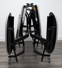 Load image into Gallery viewer, 60in Round Cafeteria Lunch Table w/ Bench Seat, Blue Top,White Seat, Elementary Size (RF)