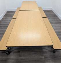 Load image into Gallery viewer, 12ft Cafeteria Lunch Table w/ Wood Grain Bench Seat, Elementary Size (RF)