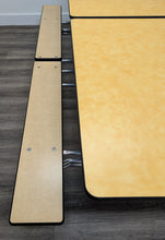 Load image into Gallery viewer, 8FT CAFETERIA LUNCH TABLE W/ FOLDABLE BENCH SEAT, YELLOW TOP, BEIGE BENCH, ELEMENTARY SIZE (RF)