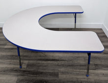 Load image into Gallery viewer, 60" x 66" Horse Shoe Activity Table, Adjustable Legs, Gray Top, Black Edge (RF)