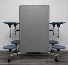 Load image into Gallery viewer, Space Saver 8ft Cafeteria Lunch Table w/ 8 Stool Seat, Gray Top, Navy Blue Seat, Elementary Size (RF)