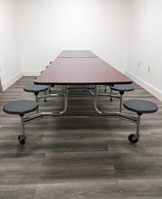 Load image into Gallery viewer, 12ft Cafeteria Lunch Table w/ Stool Seat, Maroon Top, Black Seat, Adult Size (RF)
