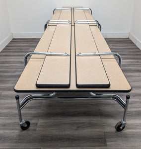 12ft Cafeteria Lunch Table w/ Foldable Bench Seat, Beige Top, Beige Bench, Adult Size (RF)