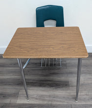 Load image into Gallery viewer, Artco Bell Combo Desk, Green Seat, Wood Grain Top, Basket (RF)