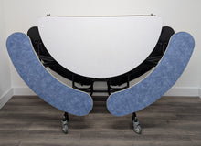 Load image into Gallery viewer, 60in Round Cafeteria Lunch Table w/ Bench Seat, White Top, Blue Seat, Adult Size (RF)
