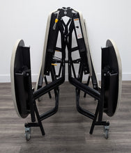 Load image into Gallery viewer, 60in Round Cafeteria Lunch Table w/ Bench Seat, White Top, Blue Seat, Adult Size (RF)