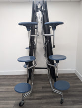 Load image into Gallery viewer, 12ft Cafeteria Lunch Table w/ 12 Stool Seat, Light Oak Top, Blue Seat, Adult Size (RF)