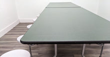 Load image into Gallery viewer, 10ft Cafeteria Lunch Table w/ 12 Stool Seat, Hunter Green Top, White Seat, Adult Size (RF)
