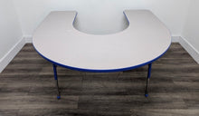 Load image into Gallery viewer, 60" x 66" Horse Shoe Activity Table, Adjustable Legs, Gray Top, Black Edge (RF)