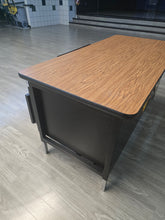 Load image into Gallery viewer, Teacher Desk - 30"D x 60"W, w/ Double Tier Cabinets, Medium Oak Top (RF)