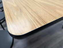 Load image into Gallery viewer, 10ft Cafeteria Lunch Table w/ Stool Seat, Black Frame, Woodgrain Top, Black Seat, Adult Size (RF)