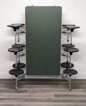 Load image into Gallery viewer, 10ft Cafeteria Lunch Table w/ 12 Stool Seat, Hunter Green Top, Black Seat, Adult Size (RF)
