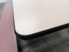 Load image into Gallery viewer, 12ft Cafeteria Lunch Table w/ Foldable Bench Seat, Beige Top, Purple Bench, Elementary Size (RF)