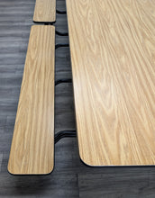 Load image into Gallery viewer, 10ft Cafeteria Lunch Table w/ Bench Seat, Black Frame, Wood Grain, Adult Size (RF)