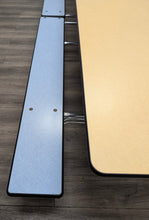 Load image into Gallery viewer, 10FT CAFETERIA LUNCH TABLE W/ FOLDABLE BENCH SEAT, BEIGE TOP, LIGHT BLUE BENCH, ELEMENTARY SIZE (RF)