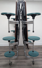 Load image into Gallery viewer, 10ft Cafeteria Lunch Table w/ 12 Stool Seat, Gray Top, Green Seat, Oval, Adult Size (RF)