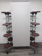 Load image into Gallery viewer, 12ft Cafeteria Lunch Table w/ 16 Stool Seat, Gray Top, Burgundy Seat, Elementary Size (RF)