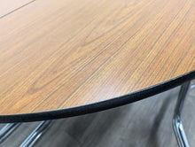 Load image into Gallery viewer, 60 inch Round Cafeteria Lunch Table w/ 8 Stool Seat, Oak Top, Gray Seat, Adult Size (RF)