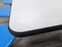 Load image into Gallery viewer, 10ft Cafeteria Lunch Table w/ 12 Stool Seat, Gray Top, Light Blue Seat, Adult Size (RF)