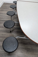 Load image into Gallery viewer, 10ft Cafeteria Lunch Table w/ 12 Stool Seat, Gray Top, Black Seat, Oval, Adult Size (RF)