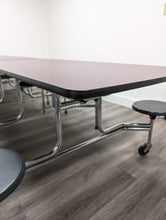 Load image into Gallery viewer, 12ft Cafeteria Lunch Table w/ Stool Seat, Maroon Top, Black Seat, Adult Size (RF)
