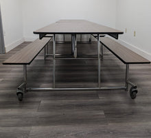 Load image into Gallery viewer, 12ft Cafeteria Lunch Table w/ Bench Seat, Walnut, Adult Size (RF)