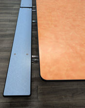 Load image into Gallery viewer, 10FT CAFETERIA LUNCH TABLE W/ FOLDABLE BENCH SEAT, ORANGE TOP, LIGHT BLUE BENCH, ELEMENTARY SIZE (RF)