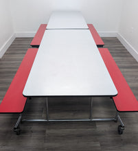 Load image into Gallery viewer, 12ft Cafeteria Lunch Table w/ RED Bench Seat, Gray Top, Adult Size (RF)