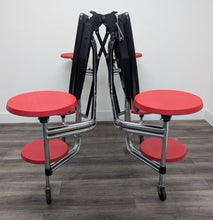 Load image into Gallery viewer, 60 inch Round Cafeteria Lunch Table w/ 8 Stool Seat, Gray Top, Red Seat, Adult Size (RF)