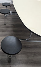 Load image into Gallery viewer, 10ft Cafeteria Lunch Table w/ 8 Stool Seat, Pale Moss Green Top, Black Seat, Oval, Adult Size (RF)
