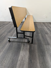 Load image into Gallery viewer, 8ft Mobile Convertible Bench Table, Medium Oak, Adult Size (RF)