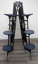 Load image into Gallery viewer, 10ft Cafeteria Lunch Table w/ Stool Seat, Gray Top, Navy Blue Seat, Elementary Size (RF)