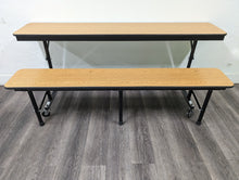 Load image into Gallery viewer, 6ft Mobile Convertible Bench Table, Medium Oak, Adult Size (RF)