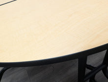 Load image into Gallery viewer, 60 inch x 48 inch Round Cafeteria Lunch Table w/ 8 Stool Seat, Maple Top, Blue Seat, Elementary Size (RF)