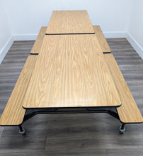 Load image into Gallery viewer, 10ft Cafeteria Lunch Table w/ Bench Seat, Black Frame, Wood Grain, Adult Size (RF)