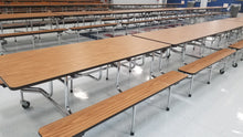 Load image into Gallery viewer, 12ft Cafeteria Lunch Table w/ Bench Seat, Wood Grain, Adult Size (RF)