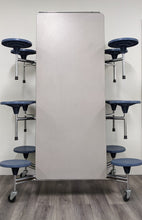 Load image into Gallery viewer, 12ft Cafeteria Lunch Table w/ Stool Seat, Gray Top, Navy Blue Seat, Elementary Size (RF)