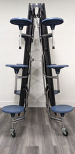 Load image into Gallery viewer, 12ft Cafeteria Lunch Table w/ Stool Seat, Gray Top, Blue Seat, Elementary Size (RF)