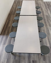 Load image into Gallery viewer, 12ft Cafeteria Lunch Table w/ Stool Seat, Gray Top, Gray Seat, Adult Size (RF)