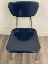 Load image into Gallery viewer, 18 inch Virco Student Chair, Navy Blue, Hard Plastic, Chrome Swivel Glide (RF)