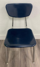 Load image into Gallery viewer, 18 inch Virco Student Chair, Navy Blue, Hard Plastic, Chrome Swivel Glide (RF)
