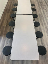 Load image into Gallery viewer, 12ft Cafeteria Lunch Table w/ Stool Seat, Gray Top, Black Seat, Adult Size (RF)