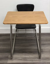 Load image into Gallery viewer, Virco 3640BR Sled Combo Desk, Black Hard Plastic Seat, Woodgrain Laminate Top (RF)