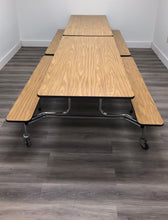 Load image into Gallery viewer, 12ft Cafeteria Lunch Table w/ Bench Seat, Wood Grain, Adult Size (RF)